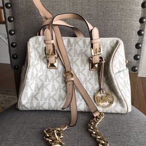 Discontinued MK Vanilla Medium Grayson Satchel